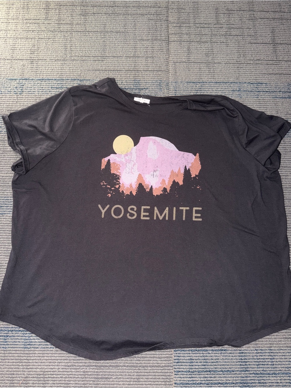 Maurices Black Yosemite Tee with Pink and Yellow Graphic